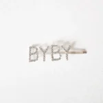 Stylish Diamante Slogan Hair Clip - Silver-Plated 'BYBY' Design, 2.5 Inches | Glamorous Hair Accessories