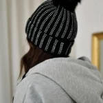 Stylish Faux Fur Lined Beanie with Rhinestone Detail - Warm, Fashionable, and Cozy Winter Hat