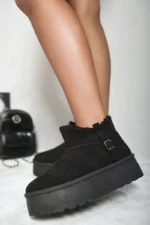 Women's Fur-Lined Platform Ankle Boots - Stylish & Cozy Winter Footwear