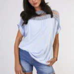Elegant Lace Insert Round Neck Hollow Top - Perfect Casual Day Out
