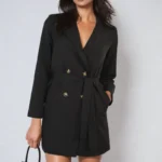 Oversized Waist Tie Button Detail Blazer Jacket - Chic, Trendy & Versatile