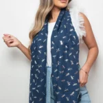 Elegant Dragonfly Print Scarf Wrap - Lightweight, Nature-Inspired Fashion Accessory