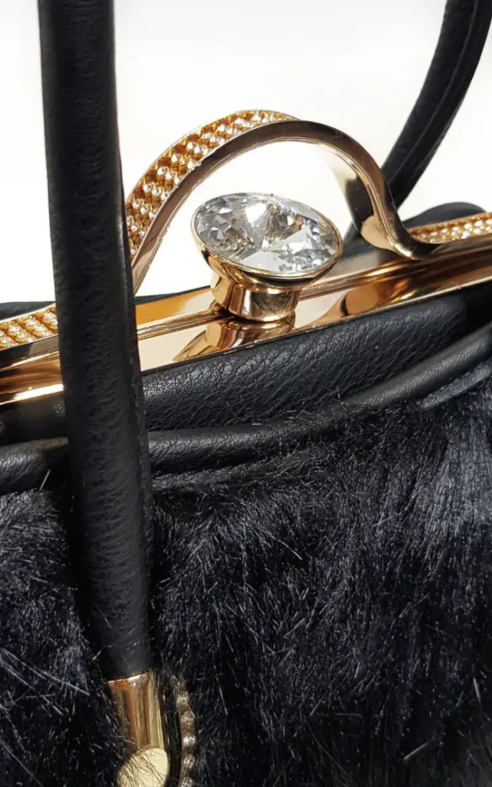 Elegant Faux Fur Handbag with Luxe Gold Accents - Perfect for Every Outfit - Image 4