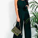 Chic Faux Suede Gold Chain Shoulder Bag - Khaki | Stylish Popper Fastening & Studded Detailing