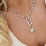 Elegant Silver Lock Pendant Necklace - Adjustable Length, High-Quality Materials, Perfect Gift