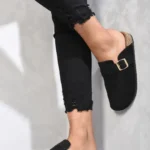 Chic Suede Slip-On Sandals with Stylish Buckle Details | Perfect for Any Outfit