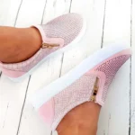 Stylish Slip On Embellished Trainers - Faux Suede | Diamante & Croc Detail | Comfortable & Chic
