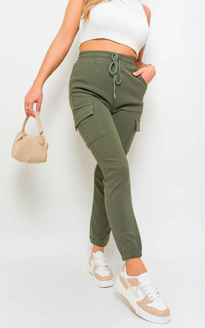 Trendy Frankie Cargo Pocket Trouser with Drawstring Utility-Chic Style and Practicality - Image 9
