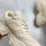Chunky Mesh Trainers - Trendy Faux Leather Sneakers with 2'' Heel for Casual Style | Comfort & Versatility
