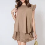 Chic Ruffle Trim Sleeve Top and High-Waisted Shorts Co-ord Set Summer Fashion Must-Have