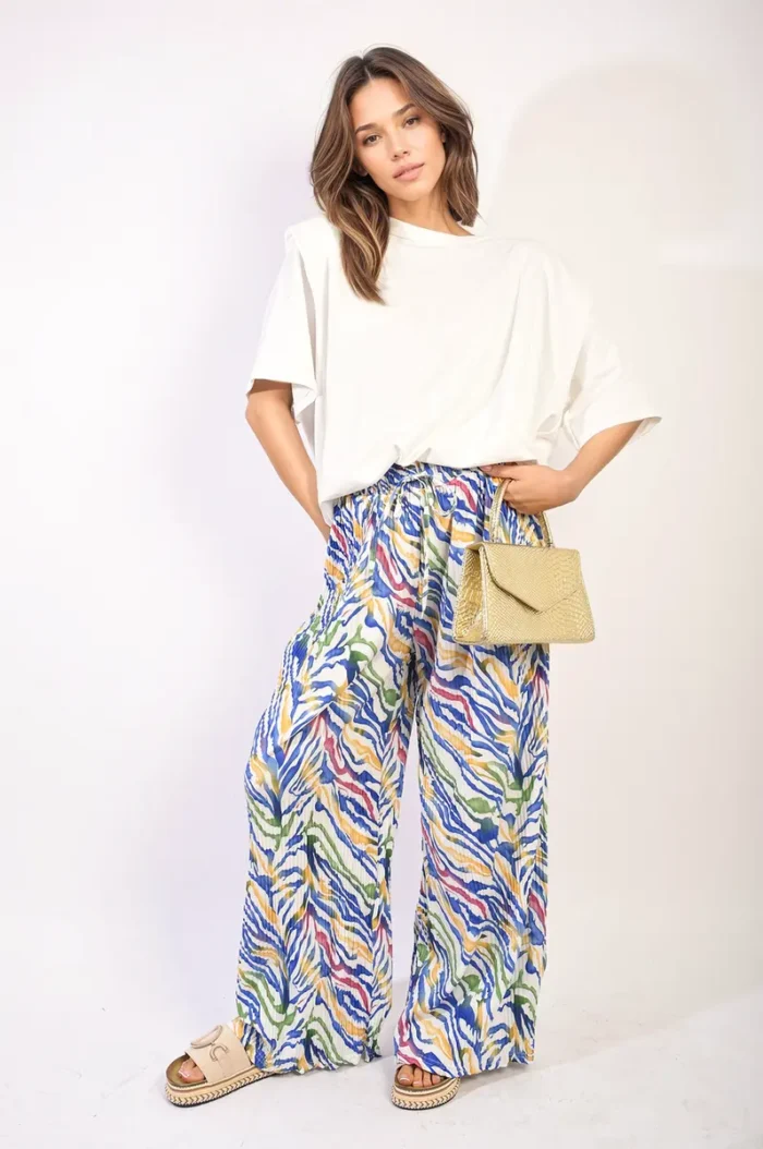 Elaine Pleated Wide Leg and Elastic Waist Trousers - Chic, Comfortable, and Perfect for Any Occasion - Image 12