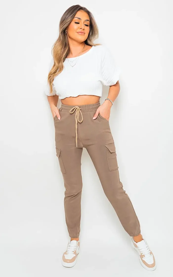 Trendy Frankie Cargo Pocket Trouser with Drawstring Utility-Chic Style and Practicality - Image 13