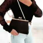 Elegant Croc Print Shoulder Bag with Pearl Detail & Detachable Strap - Perfect for Date Nights & Chic Outfits
