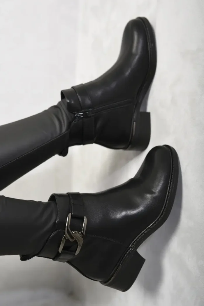 Valeria Buckle Side Zipper Ankle Boots - Stylish & Comfy Booties for Every Occasion - Image 5
