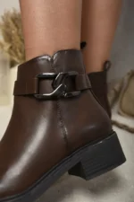 Valeria Buckle Side Zipper Ankle Boots - Stylish & Comfy Booties for Every Occasion - Image 8
