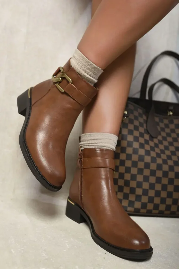 Valeria Buckle Side Zipper Ankle Boots - Stylish & Comfy Booties for Every Occasion - Image 9