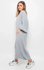 Alice Chunky Knitted Balloon Sleeve Long Maxi Cardigan - Cozy & Stylish Women's Sweater | Elegant Knitwear - Image 42