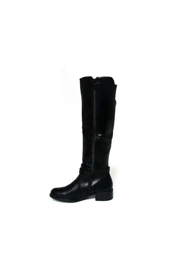 Chic Faux Leather Buckle Knee High Boots Stylish Comfort for All Seasons - Image 4