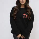 Cherry Printed Oversized Knitted Jumper - Front & Back Design - Cozy & Stylish