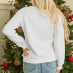 Merry And Bright Knit Pullover Sweatshirt - Cozy & Stylish Cable Knit Pullover for Winter Cheer