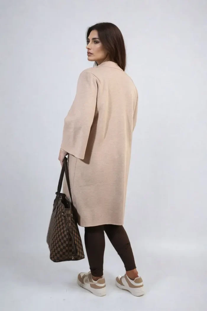 Cozy Open Front Longline Knitted Cardigan with Front Pockets - Perfect for Layering & Comfort - Image 6