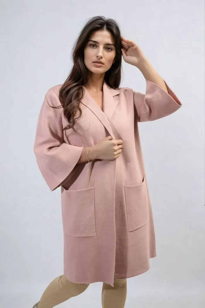 Cozy Open Front Longline Knitted Cardigan with Front Pockets - Perfect for Layering & Comfort - Image 8