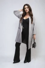 Cozy Open Front Longline Knitted Cardigan with Front Pockets - Perfect for Layering & Comfort - Image 15