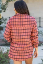Stylish Plaid Long Sleeve Distressed Shirt with Side Splits | Perfect for Any Occasion - Image 2