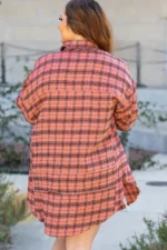 Stylish Plaid Long Sleeve Distressed Shirt with Side Splits | Perfect for Any Occasion - Image 5