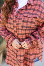 Stylish Plaid Long Sleeve Distressed Shirt with Side Splits | Perfect for Any Occasion - Image 11