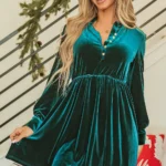Wrenley Velvet Buttoned Ruffled Mini Dress - Luxurious Velvet & Elegant Ruffles for Special Occasions
