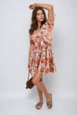 Stylish Floral V-Neck Tie Waist Mini Dress Perfect for Spring & Summer - Image 5