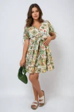 Stylish Floral V-Neck Tie Waist Mini Dress Perfect for Spring & Summer - Image 8