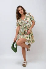 Stylish Floral V-Neck Tie Waist Mini Dress Perfect for Spring & Summer - Image 13
