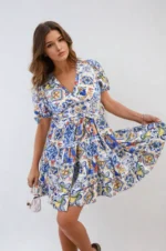 Stylish Floral V-Neck Tie Waist Mini Dress Perfect for Spring & Summer - Image 15