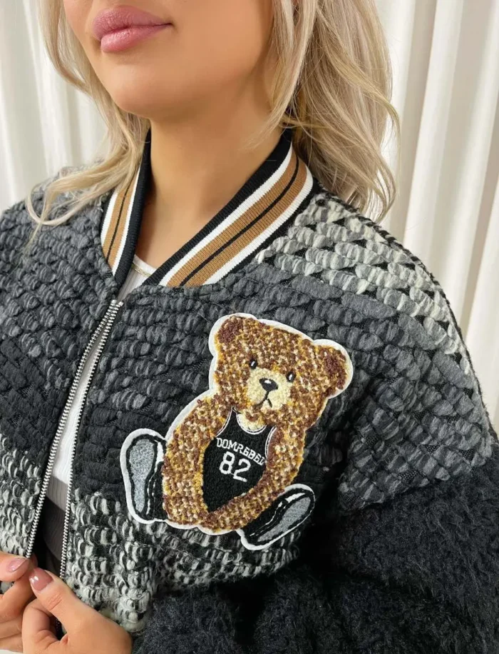 Cozy Teddy Textured Bomber Jacket - Trendy & Warm | Perfect for Casual & Stylish Looks - Image 4