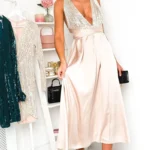 Glamorous Backless Sequin Midi Dress for Party, Club, and Special Occasions | Sparkle & Shine