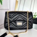 Elegant Faux Leather Chain Strap Shoulder Bag - Everyday Classic in Black