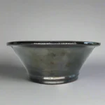 Elegant 25cm Glazed Round Bonsai Pot - Black/Silver | Durable Ceramic Bonsai Planter