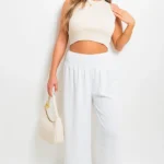 Zaynah Elastic High Waist Wide Leg Trousers - Stylish & Comfortable Women's Pants