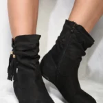 Zariah Tassle Detail Rouched Ankle Boots - Ultimate Boho Chic Comfort