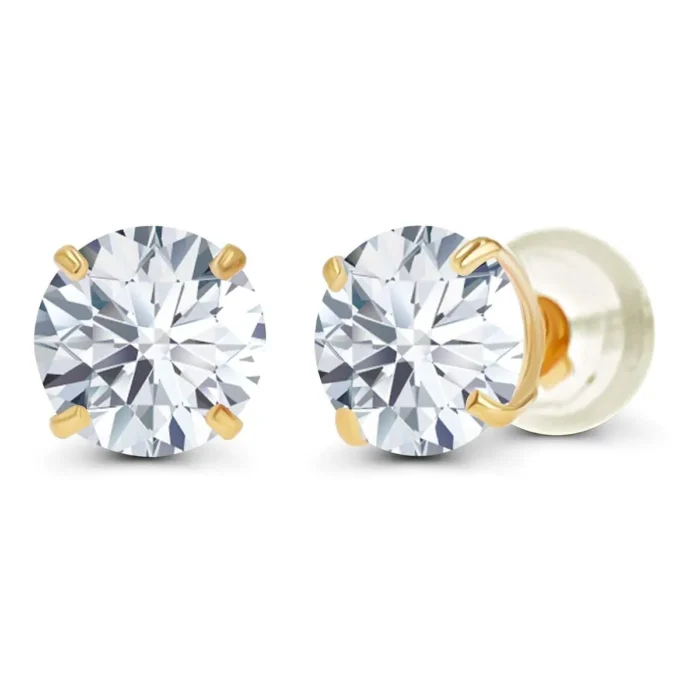2.00 CTW Lab-Grown Diamond Stud Earrings in 14K Yellow Gold - G Color VS Clarity, Handcrafted in USA with 30-Day Guarantee - Image 1
