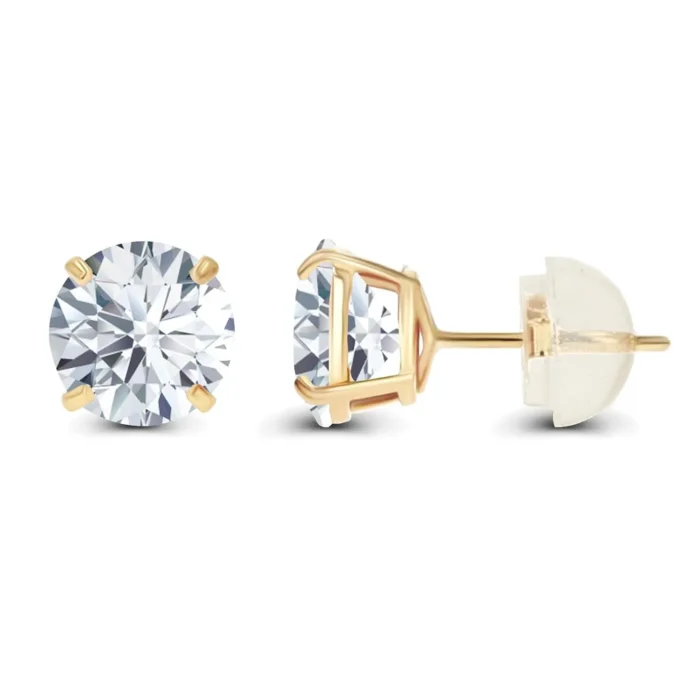 2.00 CTW Lab-Grown Diamond Stud Earrings in 14K Yellow Gold - G Color VS Clarity, Handcrafted in USA with 30-Day Guarantee - Image 2