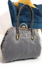 Elegant Faux Fur Handbag with Luxe Gold Accents - Perfect for Every Outfit - Image 3