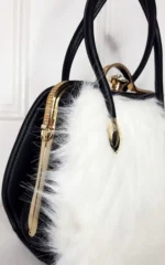 Elegant Faux Fur Handbag with Luxe Gold Accents - Perfect for Every Outfit - Image 8