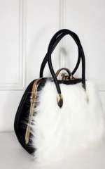 Elegant Faux Fur Handbag with Luxe Gold Accents - Perfect for Every Outfit - Image 9