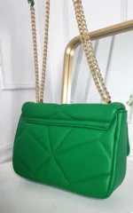 Elegant Studded Handbag with Chain Detail - Premium Faux Leather, Gold Studs, Classic White - Image 5