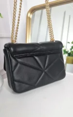 Elegant Studded Handbag with Chain Detail - Premium Faux Leather, Gold Studs, Classic White - Image 8