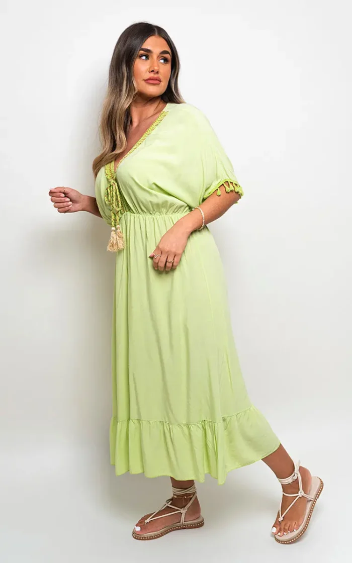 Elegant V-Neck Rope Tassel Detail Maxi Dress - Perfect for Any Occasion - Image 9