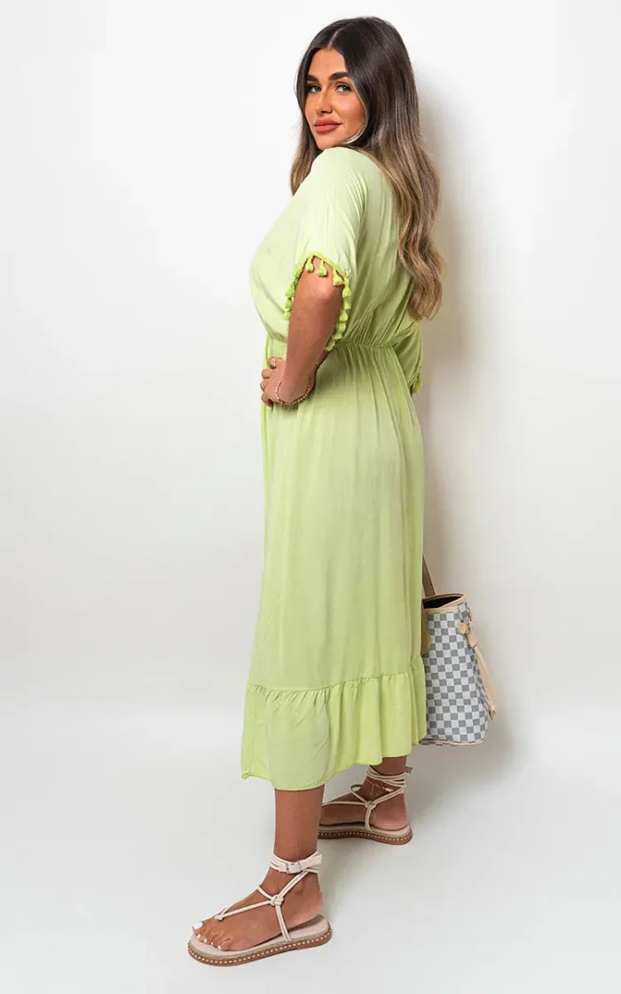 Elegant V-Neck Rope Tassel Detail Maxi Dress - Perfect for Any Occasion - Image 10